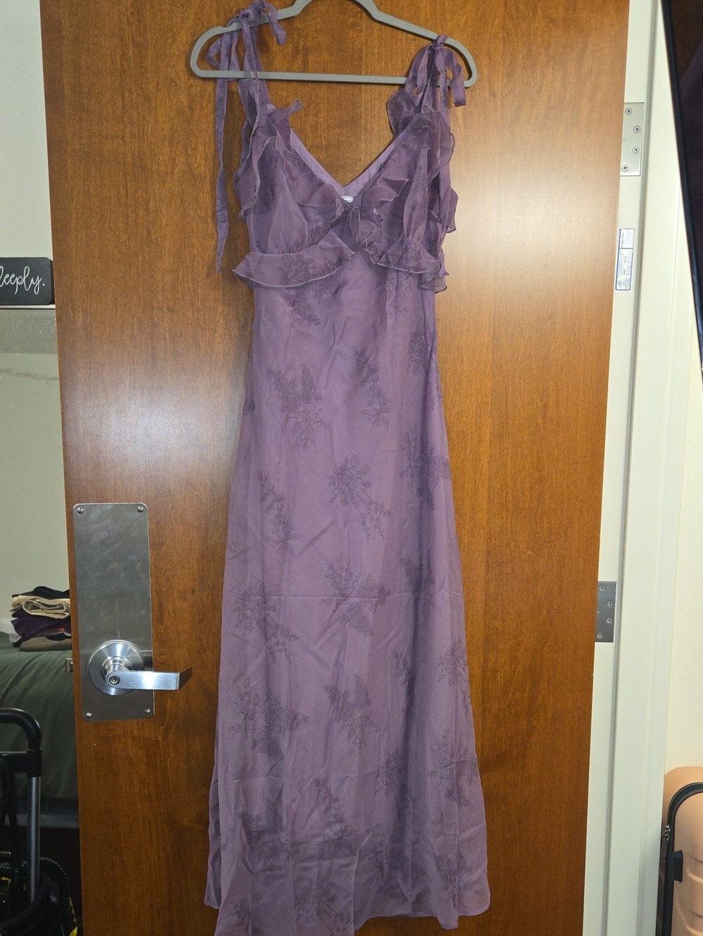 RIHOAS Lavender Ruffle V-Neck Maxi Dress- Size Large